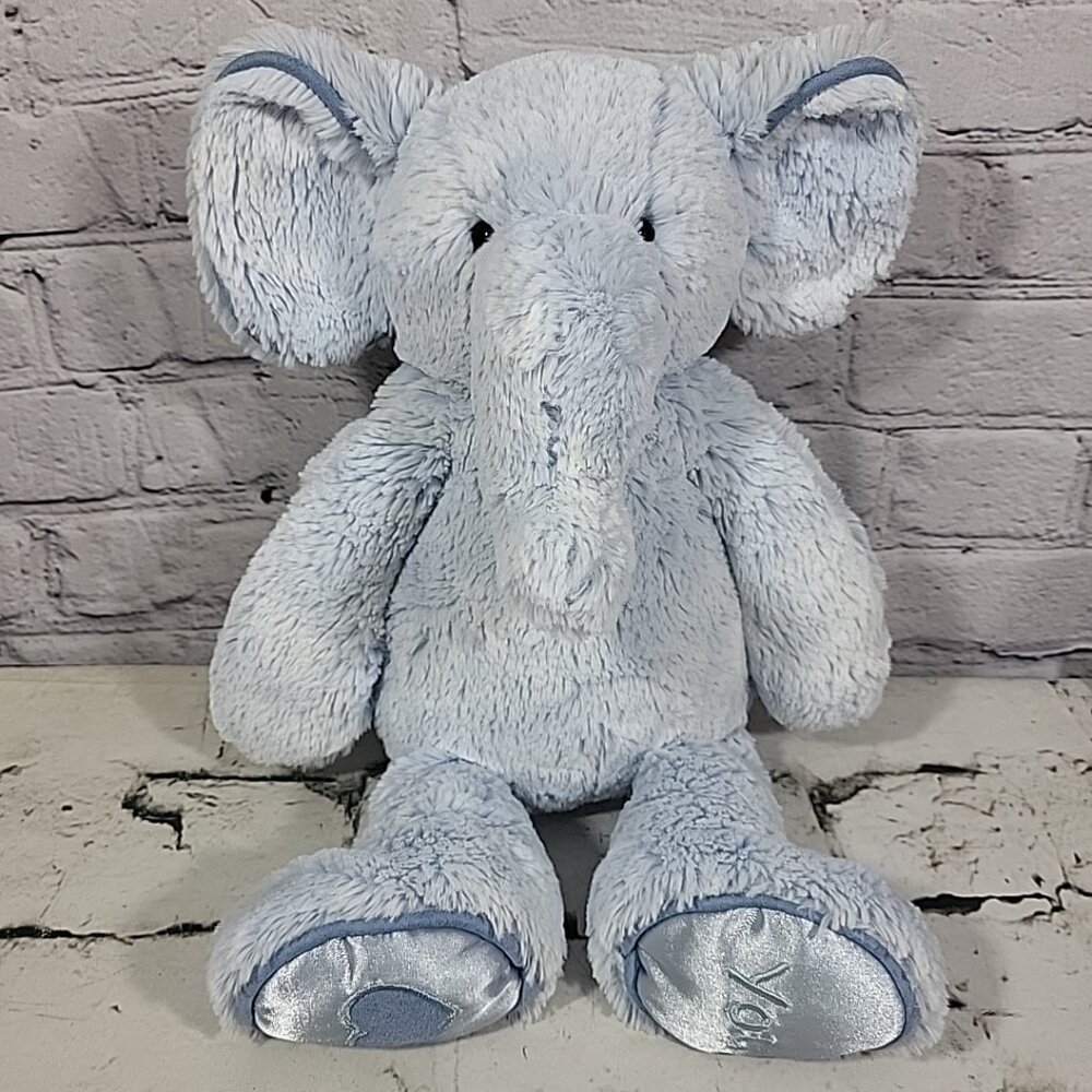 Jellycat Baby Plush Blue Elephant Suede Trim Floppy 16" Stuffed Animal Rare HTF